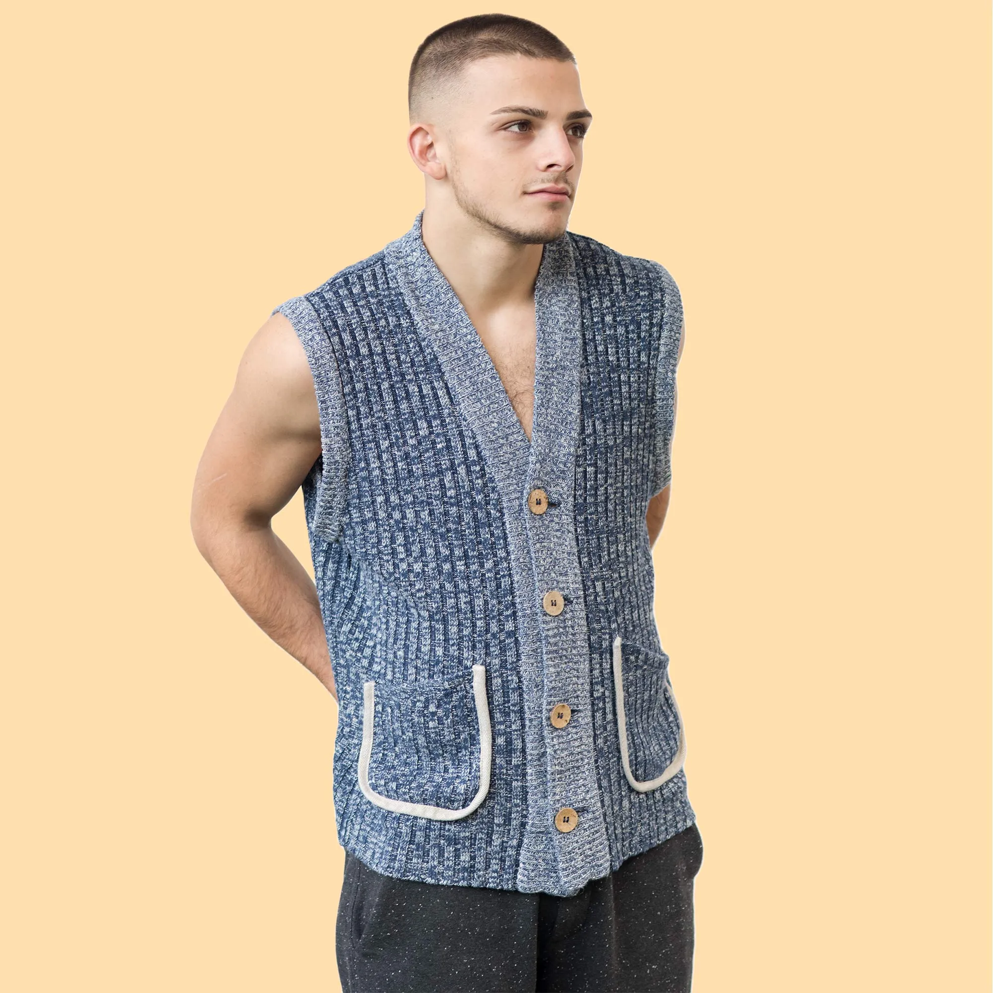 ACTON 100% Organic Hemp Vest (2 Side Pockets, Coconut Buttons, Plastic-free)