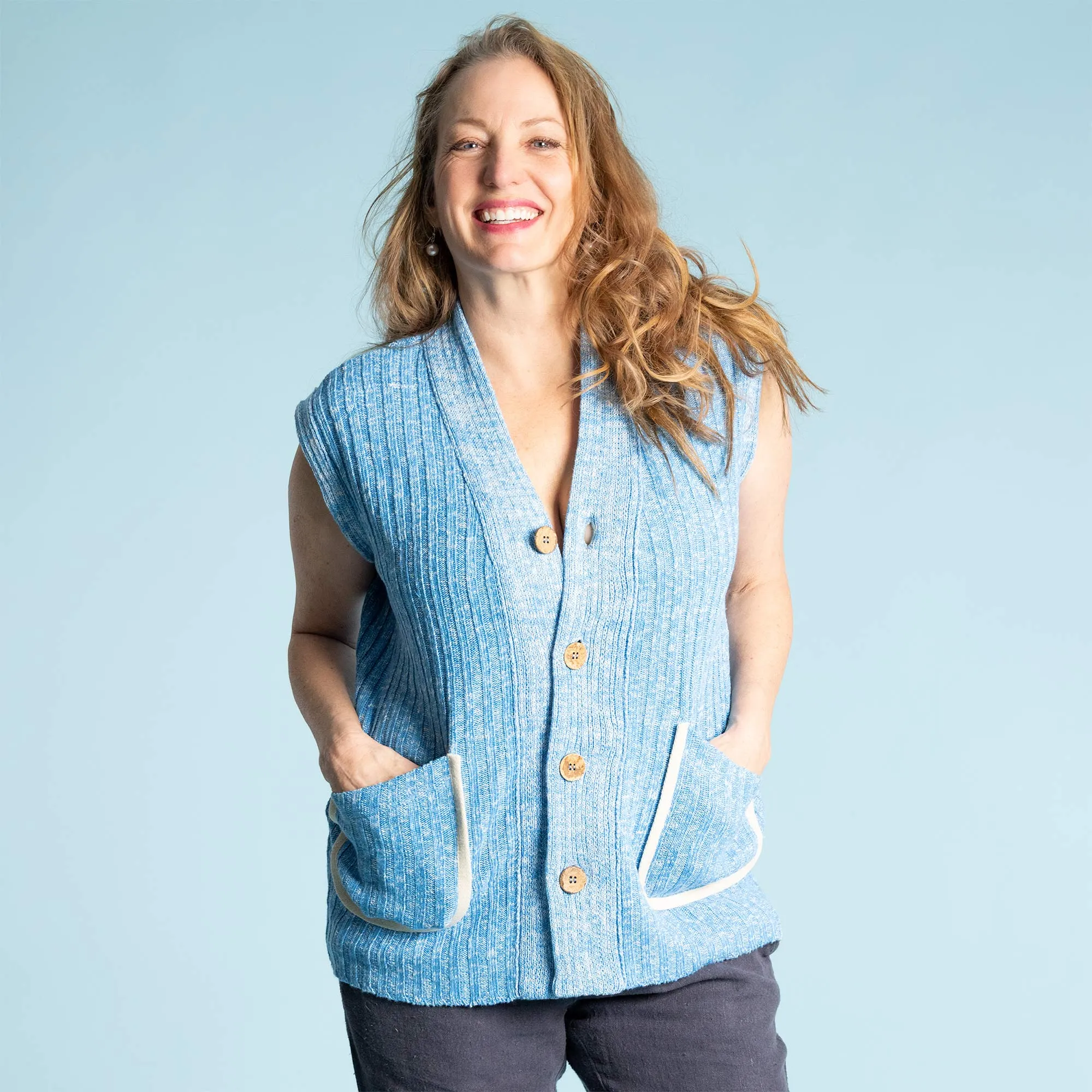 ACTON 100% Organic Hemp Vest (2 Side Pockets, Coconut Buttons, Plastic-free)