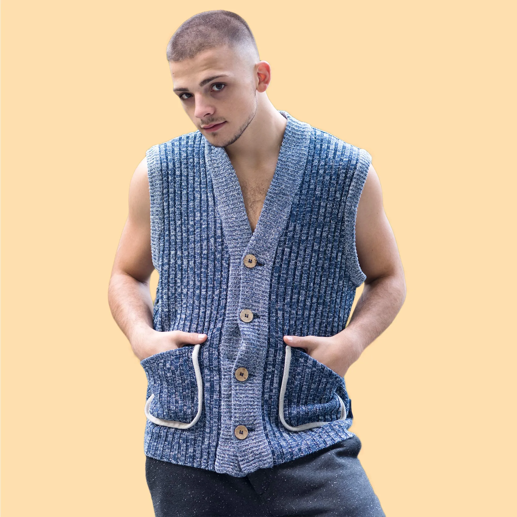 ACTON 100% Organic Hemp Vest (2 Side Pockets, Coconut Buttons, Plastic-free)