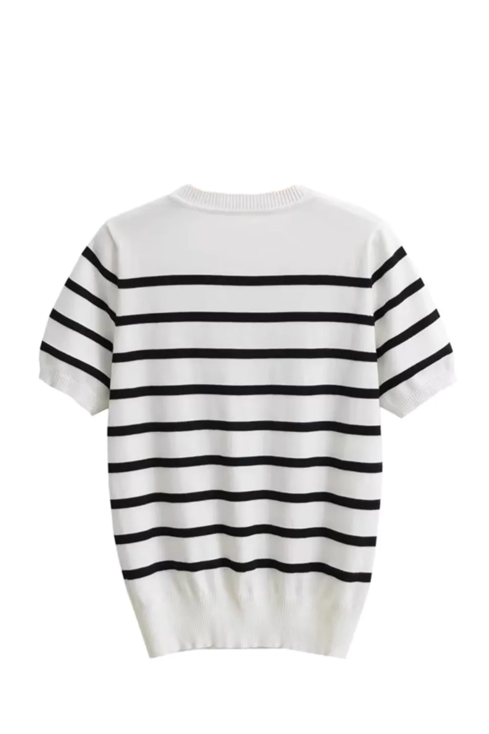 'Addie' Striped Short-Sleeved Knitted Sweater