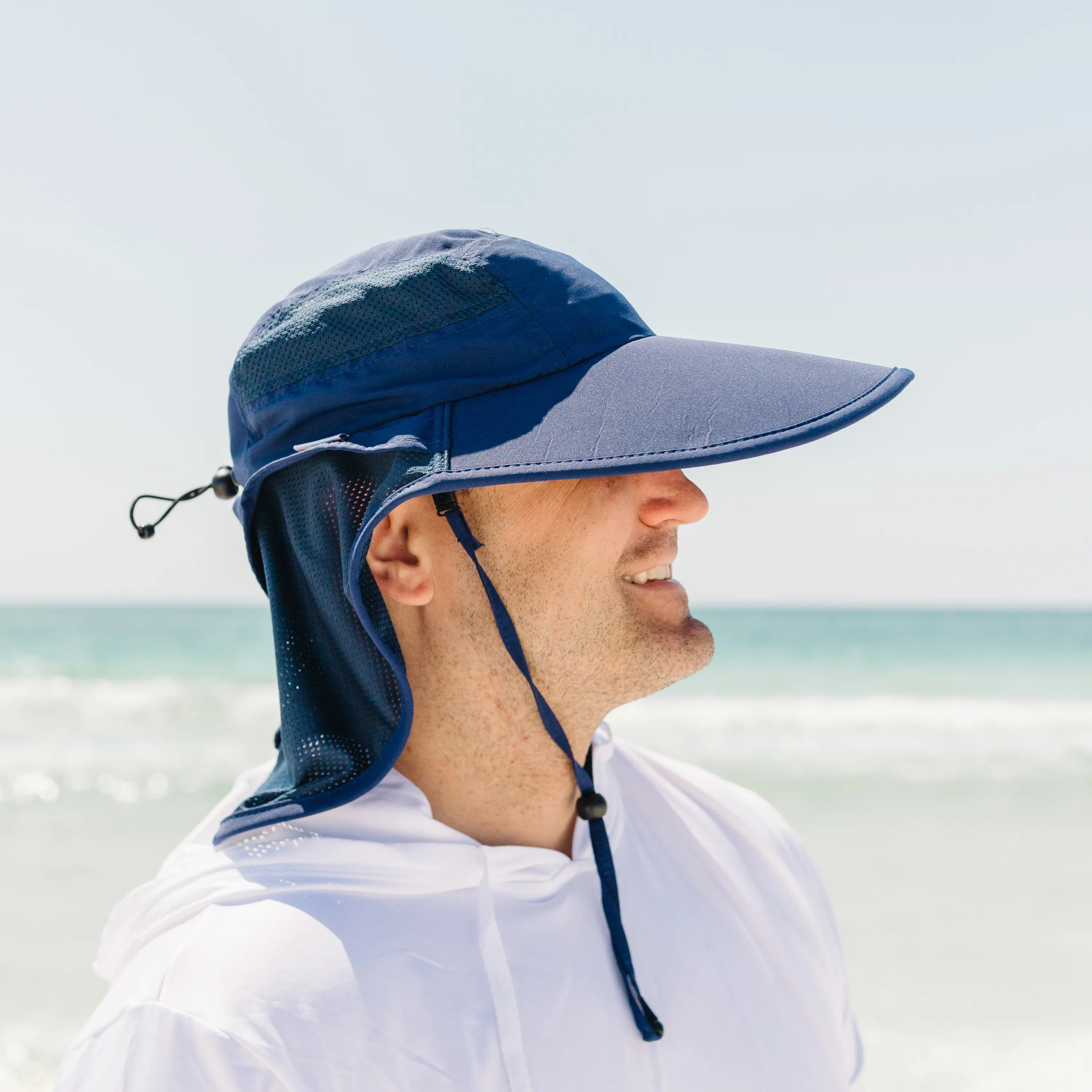 Adult Wide Brim   Flap Neck Sun Protective Adventure Hat | Navy