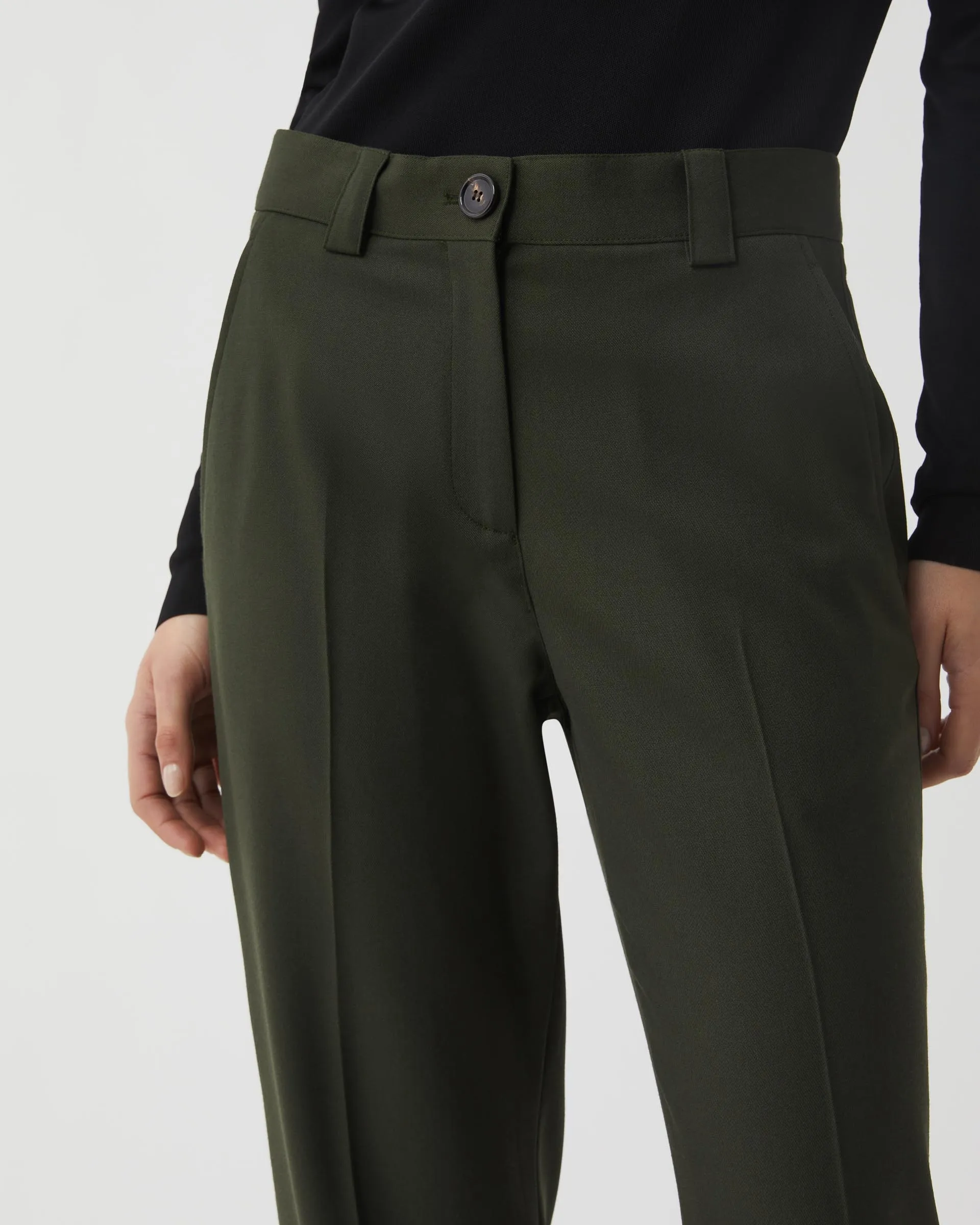 Avery Trouser in Wool, Pine Green