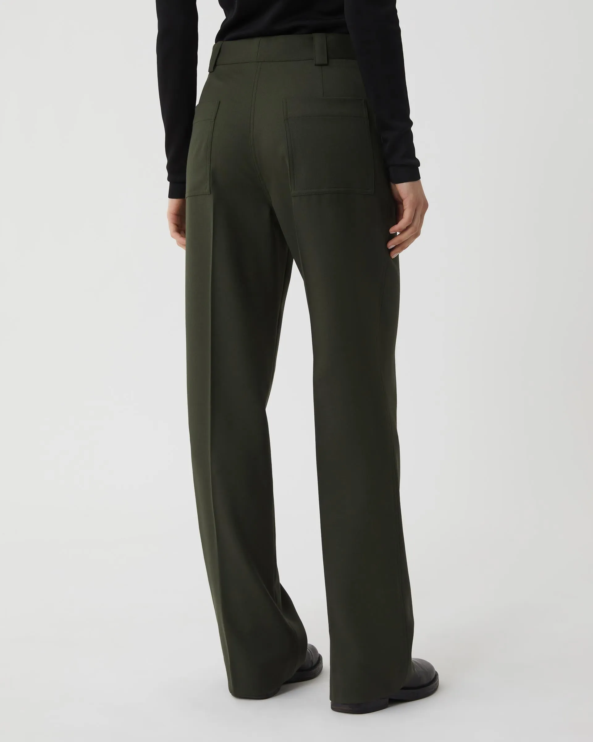 Avery Trouser in Wool, Pine Green