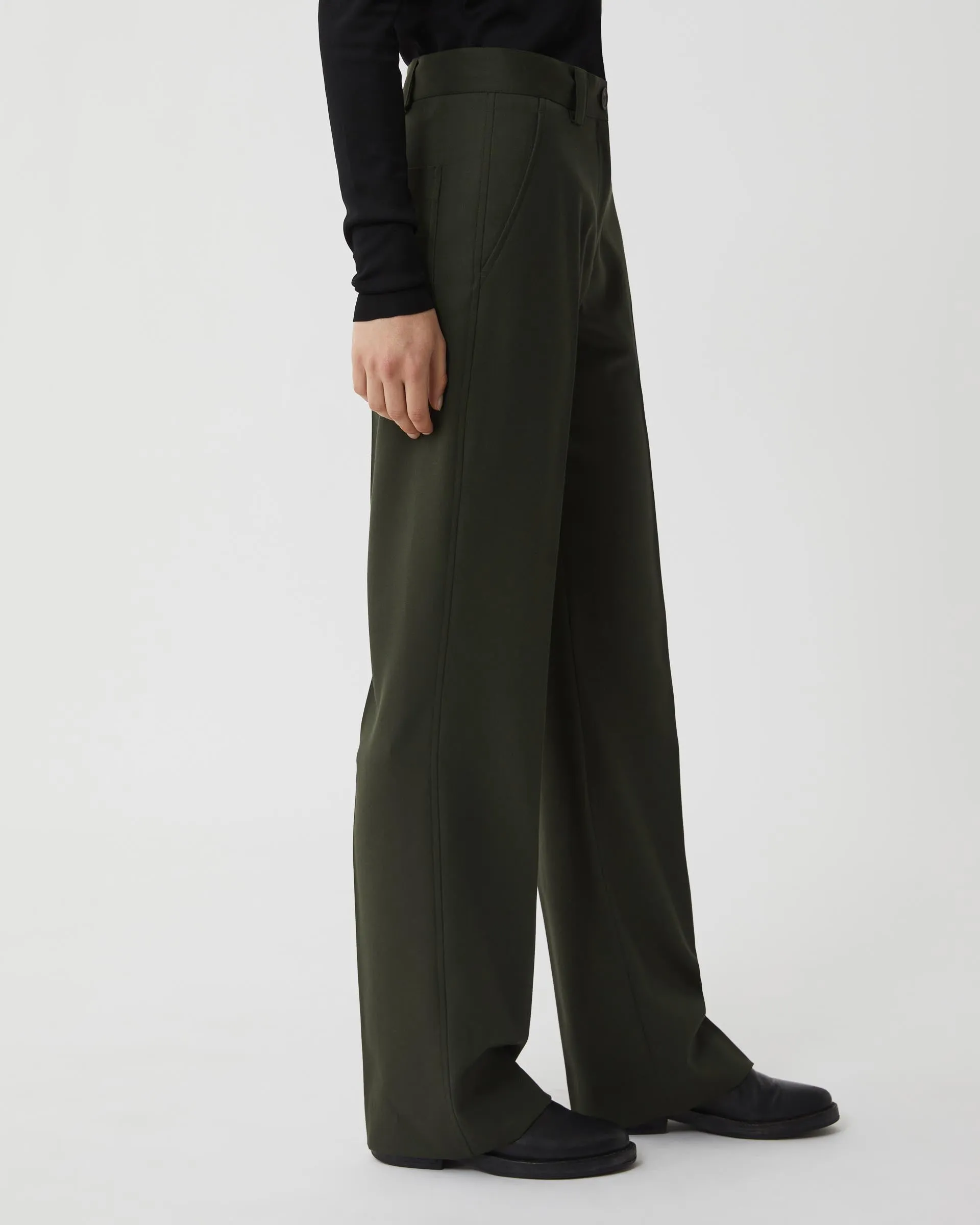 Avery Trouser in Wool, Pine Green