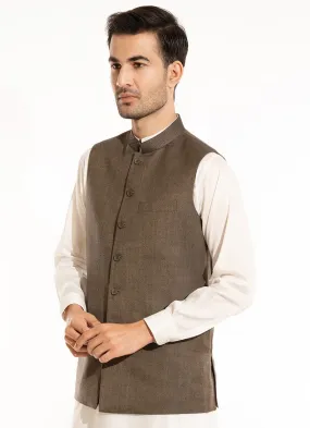 Bird's Eye Textured-Light Chocolate, Wool Rich Waist Coats