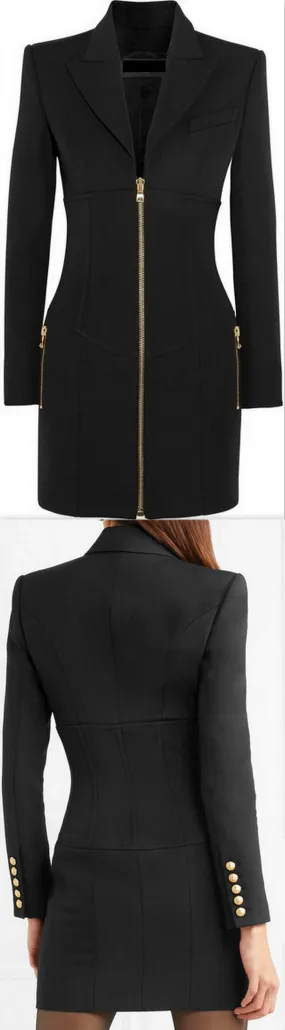 Black Zip Blazer-Mini Dress