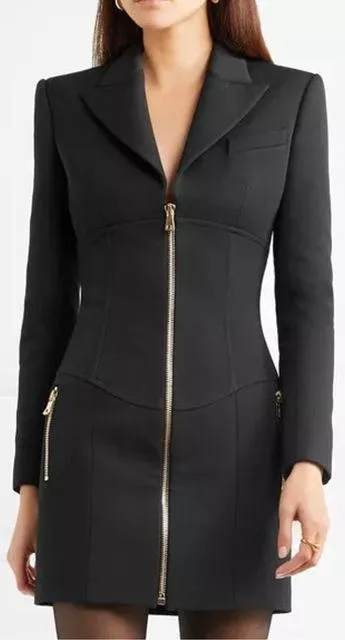 Black Zip Blazer-Mini Dress