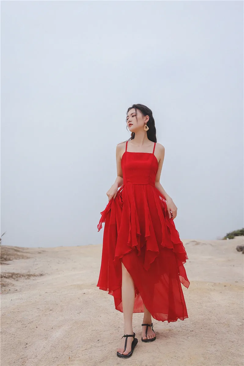 Blackless Beach bohemian Long Irregular Dress