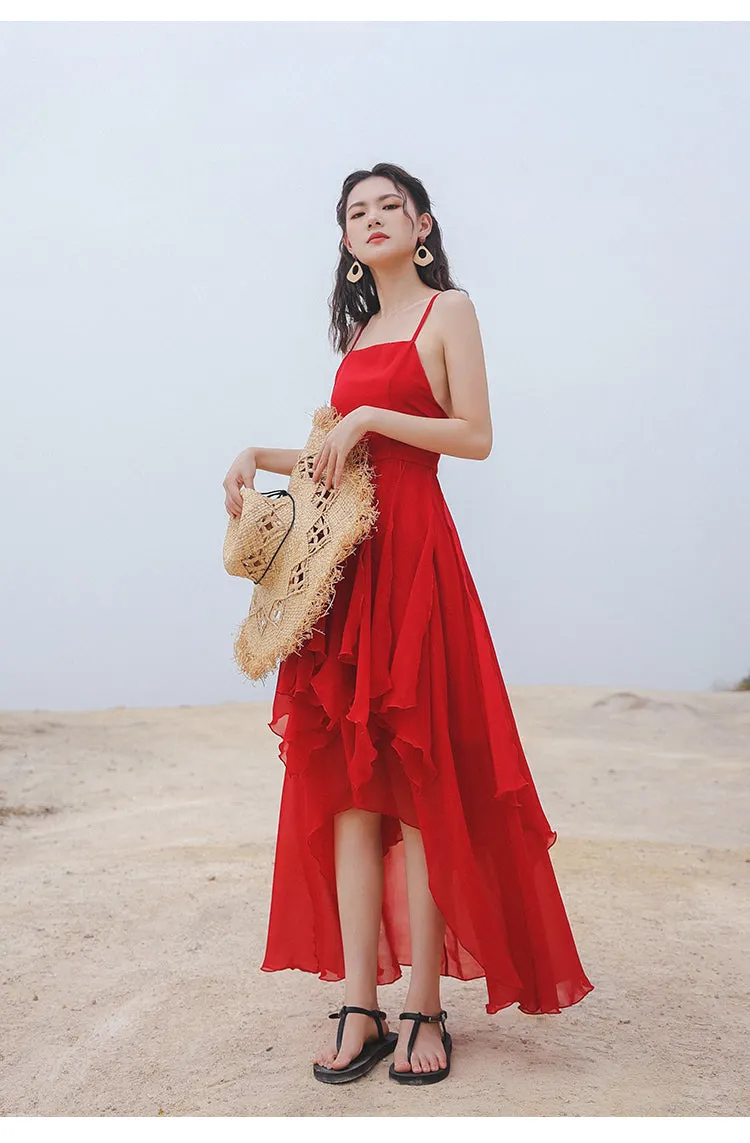 Blackless Beach bohemian Long Irregular Dress