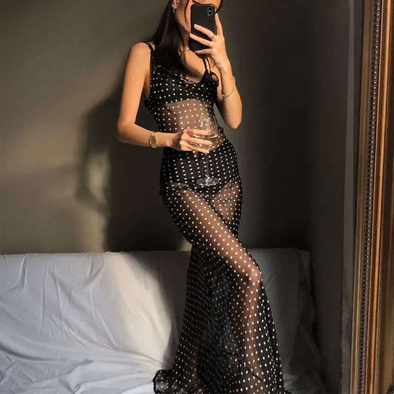 Blackless Mesh perspective Long Dress