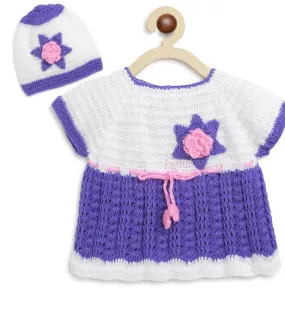 ChutPut Hand knitted Crochet Cute Wool Dress For Baby Girls - Purple