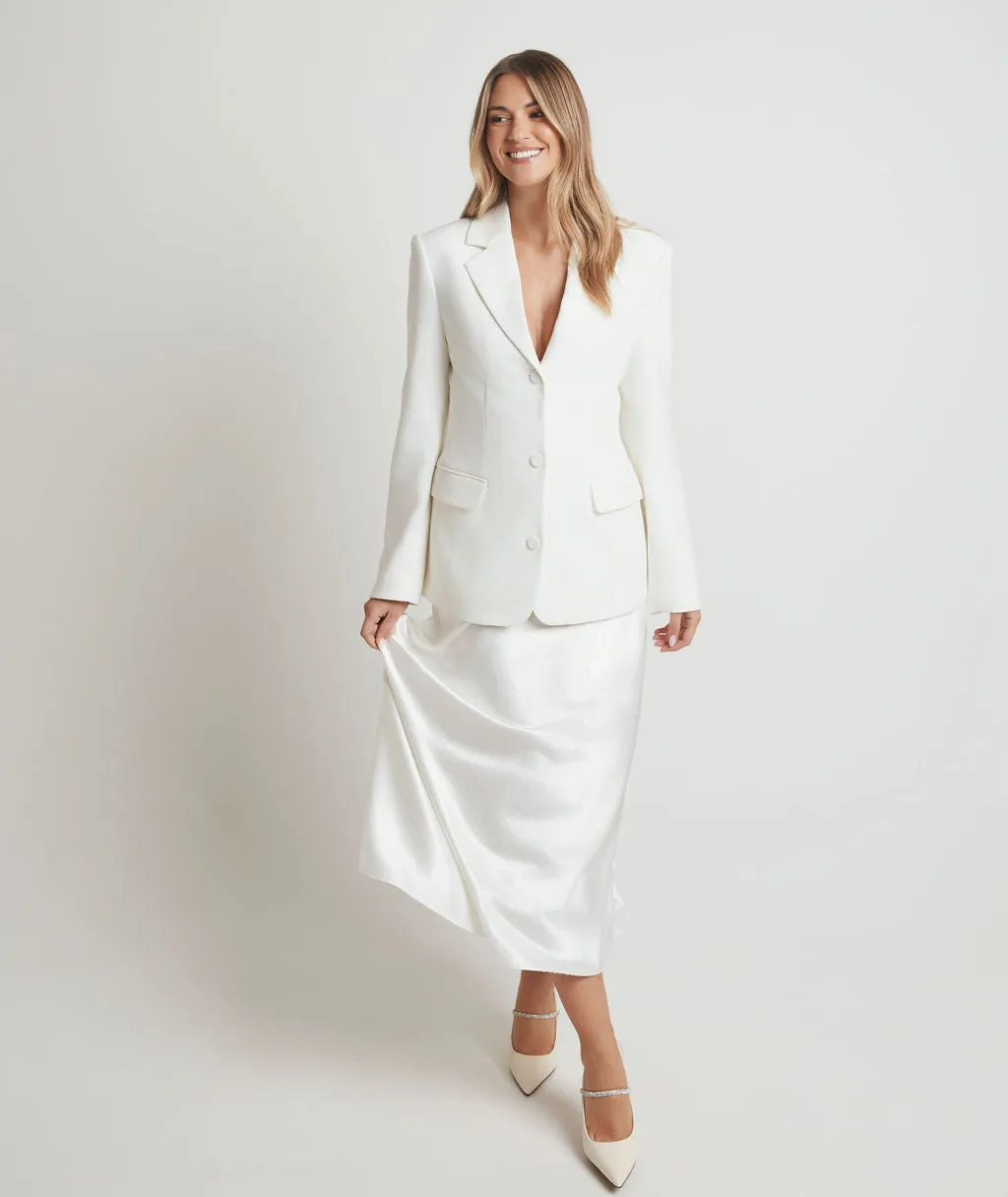 Cinched Tailored Bridal Blazer - Off White