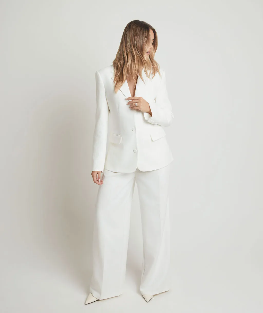 Cinched Tailored Bridal Blazer - Off White