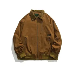 Classic Corduroy-Collar Zip-Up Jacket