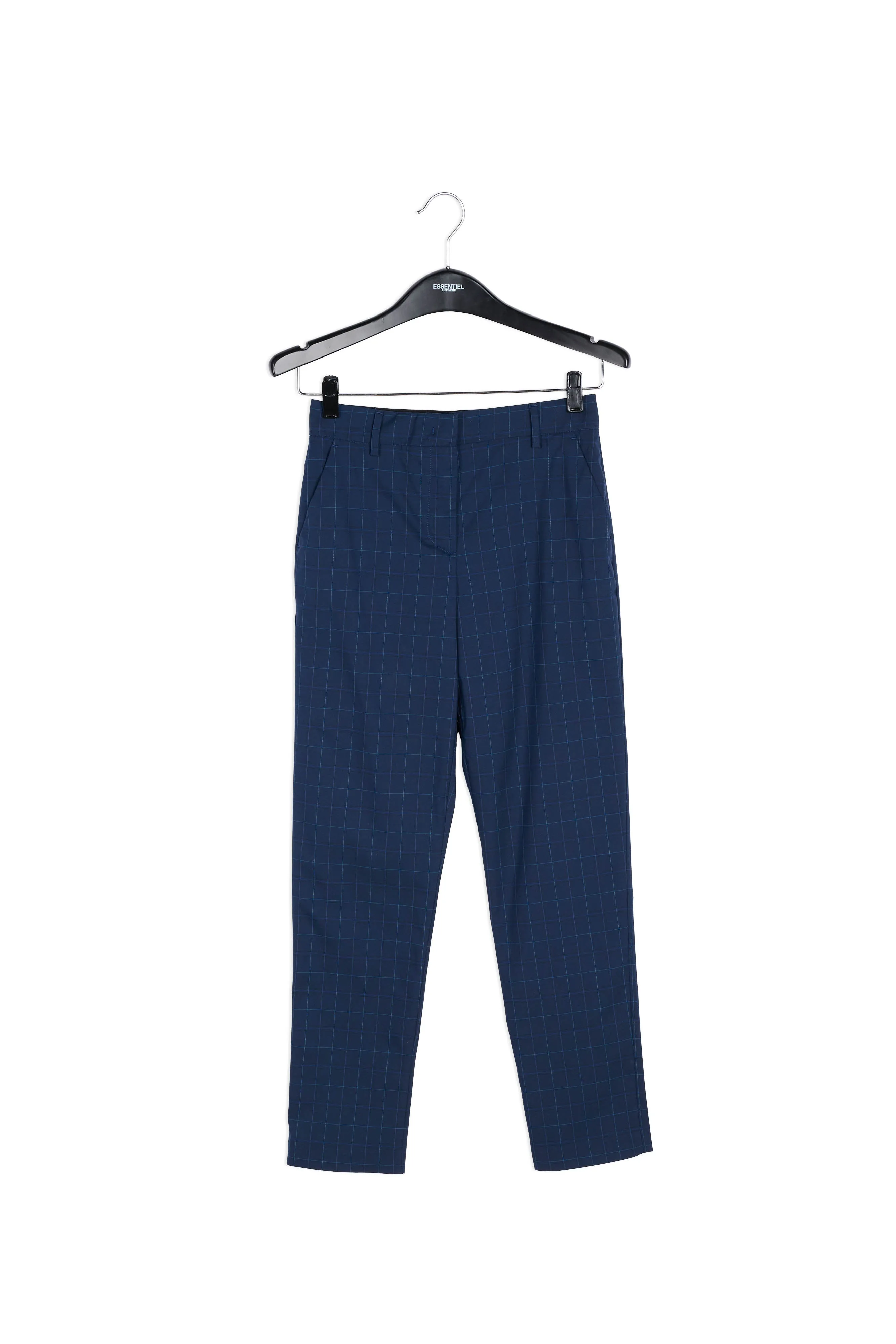 Dark blue plaid tailored trousers