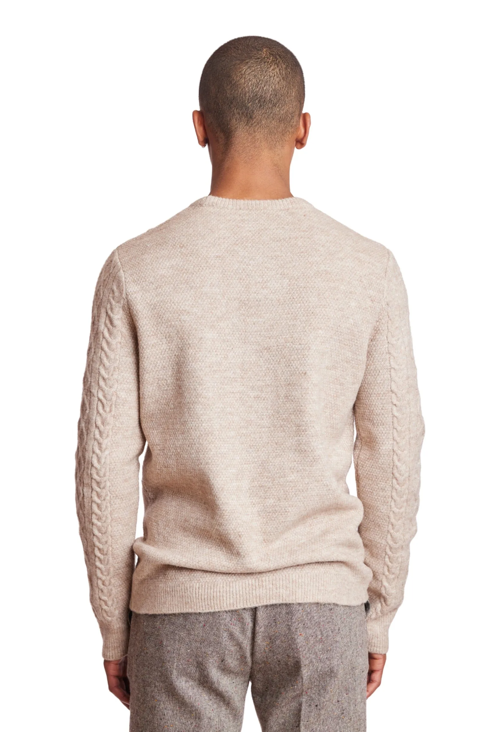 Diamond Cable Crew Sweater - Vanilla Latte