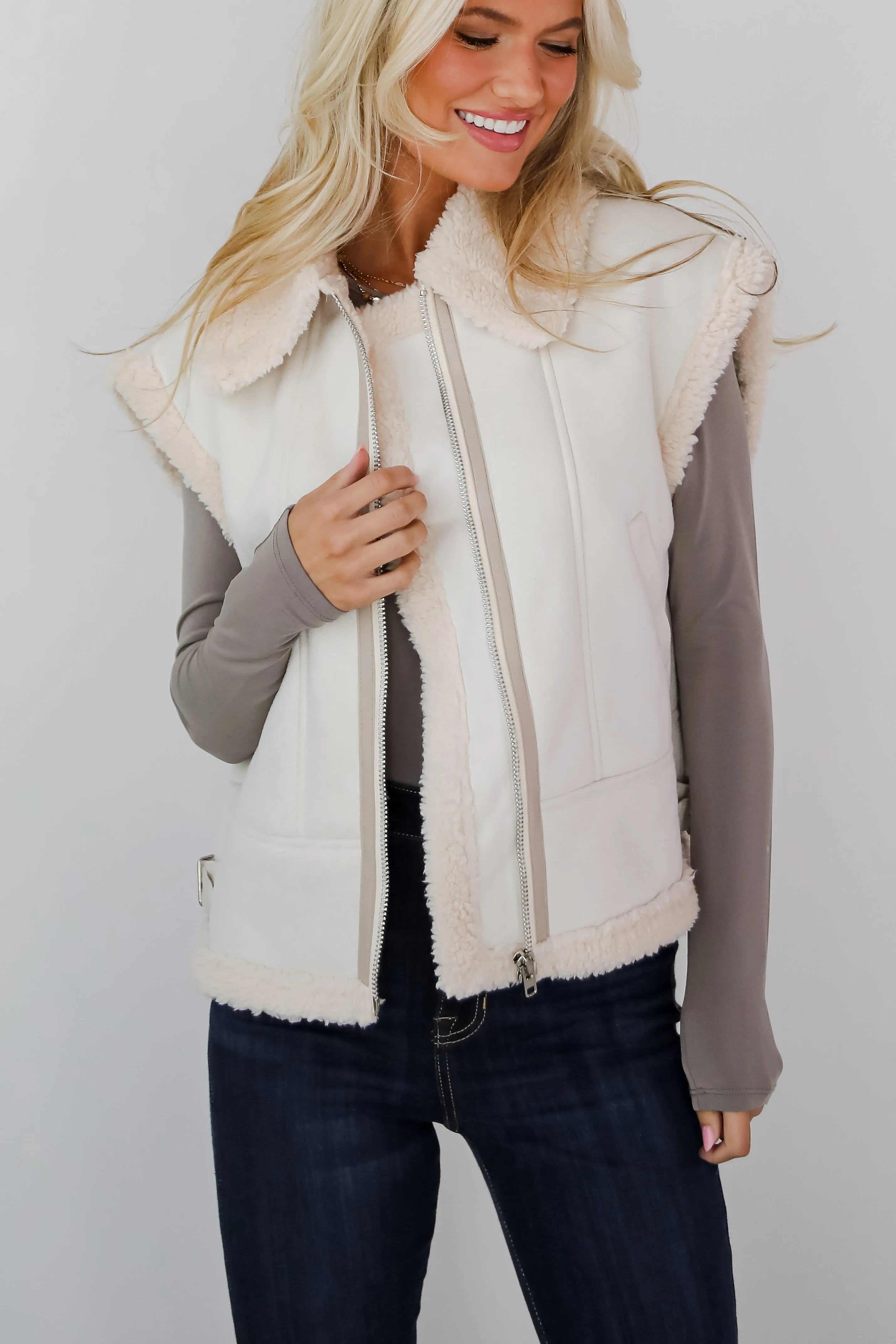 FINAL SALE - Poised Season Cream Sherpa Vest