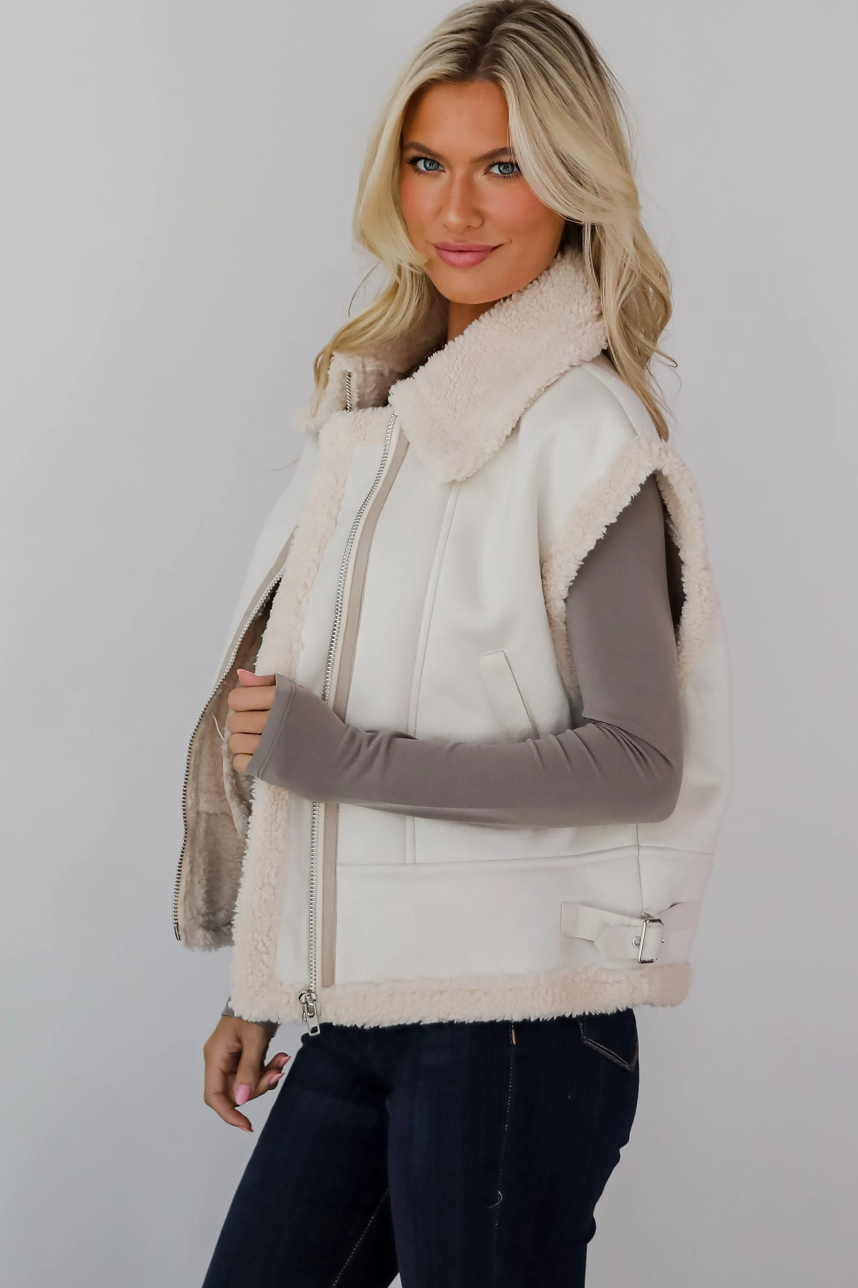 FINAL SALE - Poised Season Cream Sherpa Vest