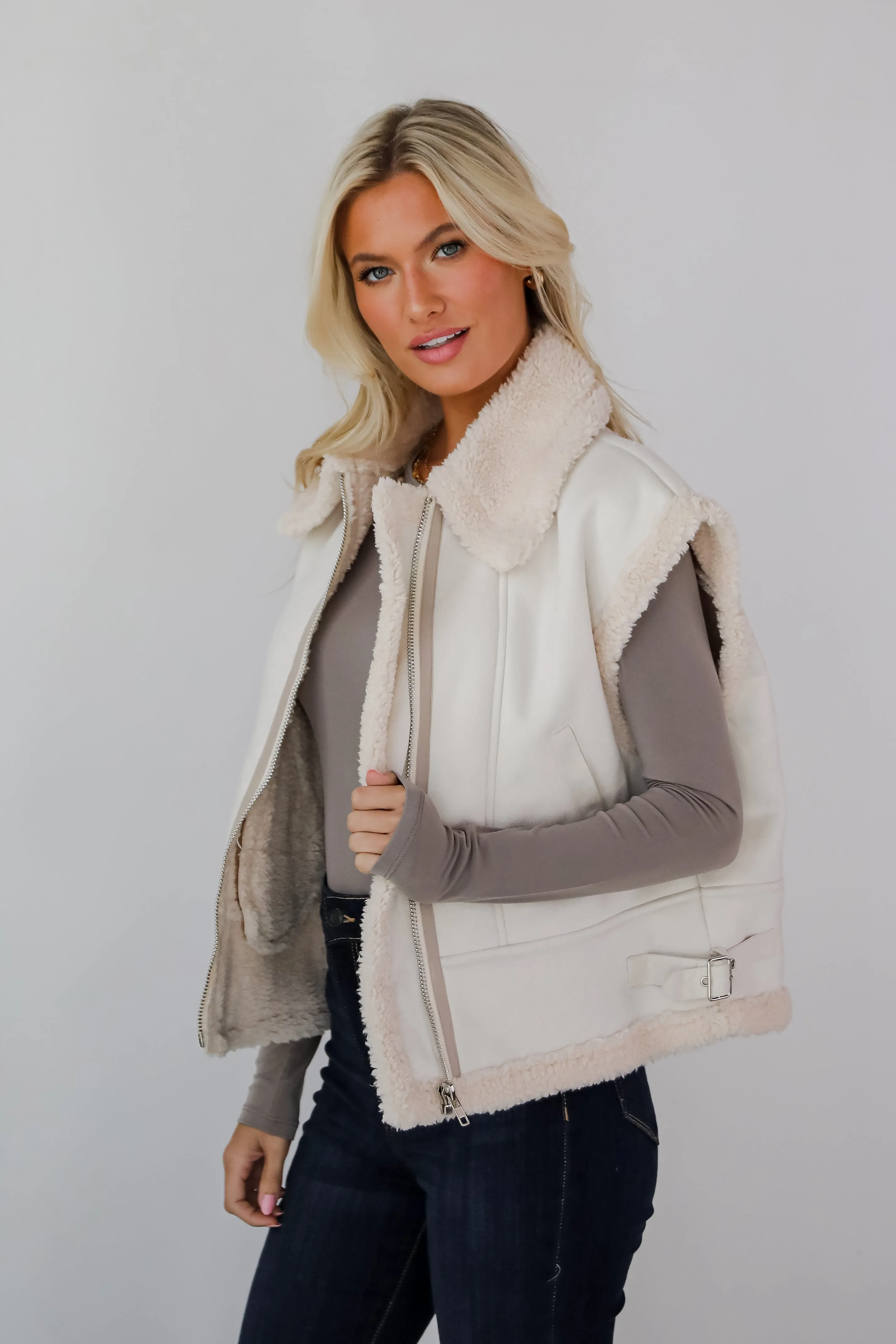 FINAL SALE - Poised Season Cream Sherpa Vest