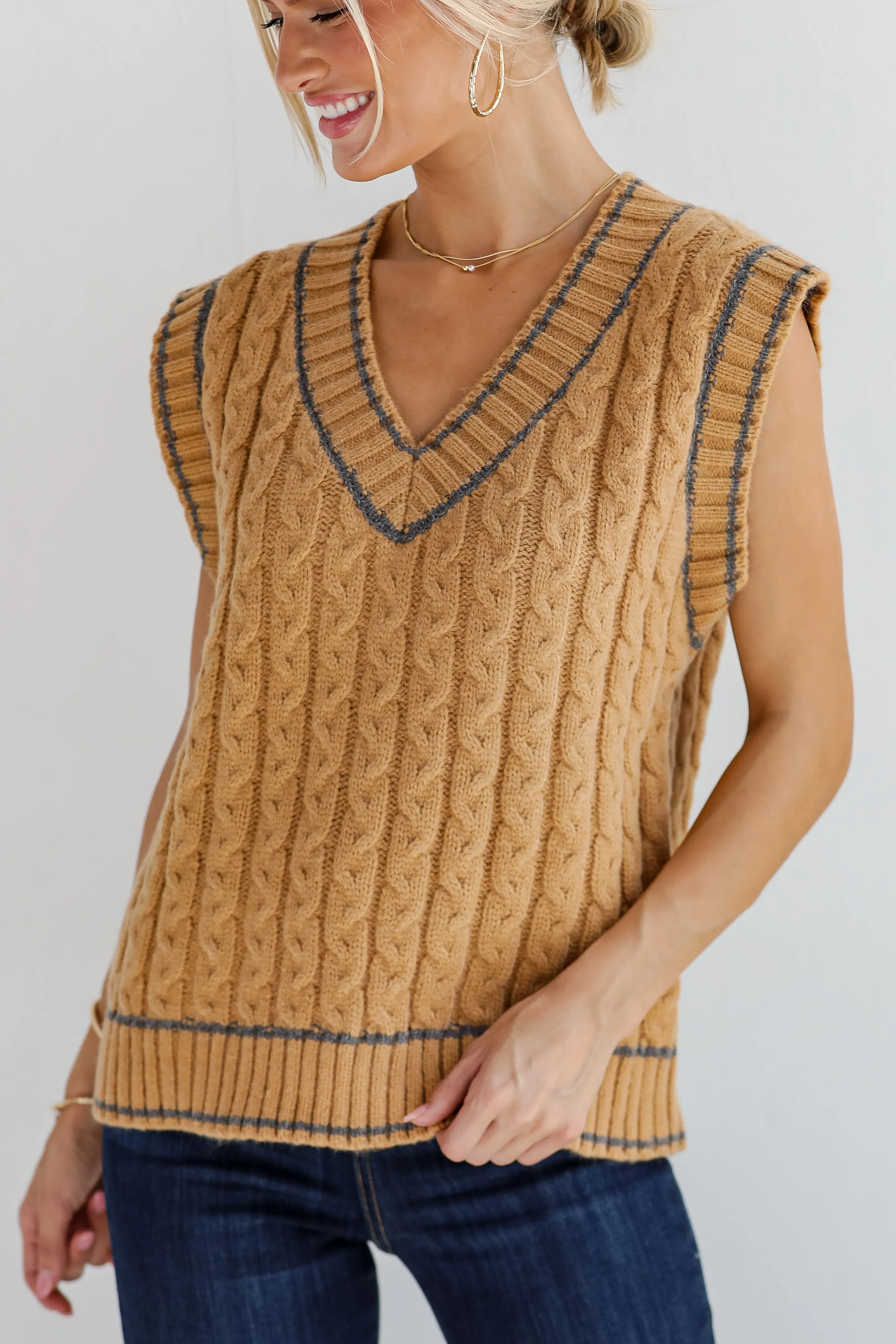 FINAL SALE - Posh Scholar Cable Knit Sweater Vest