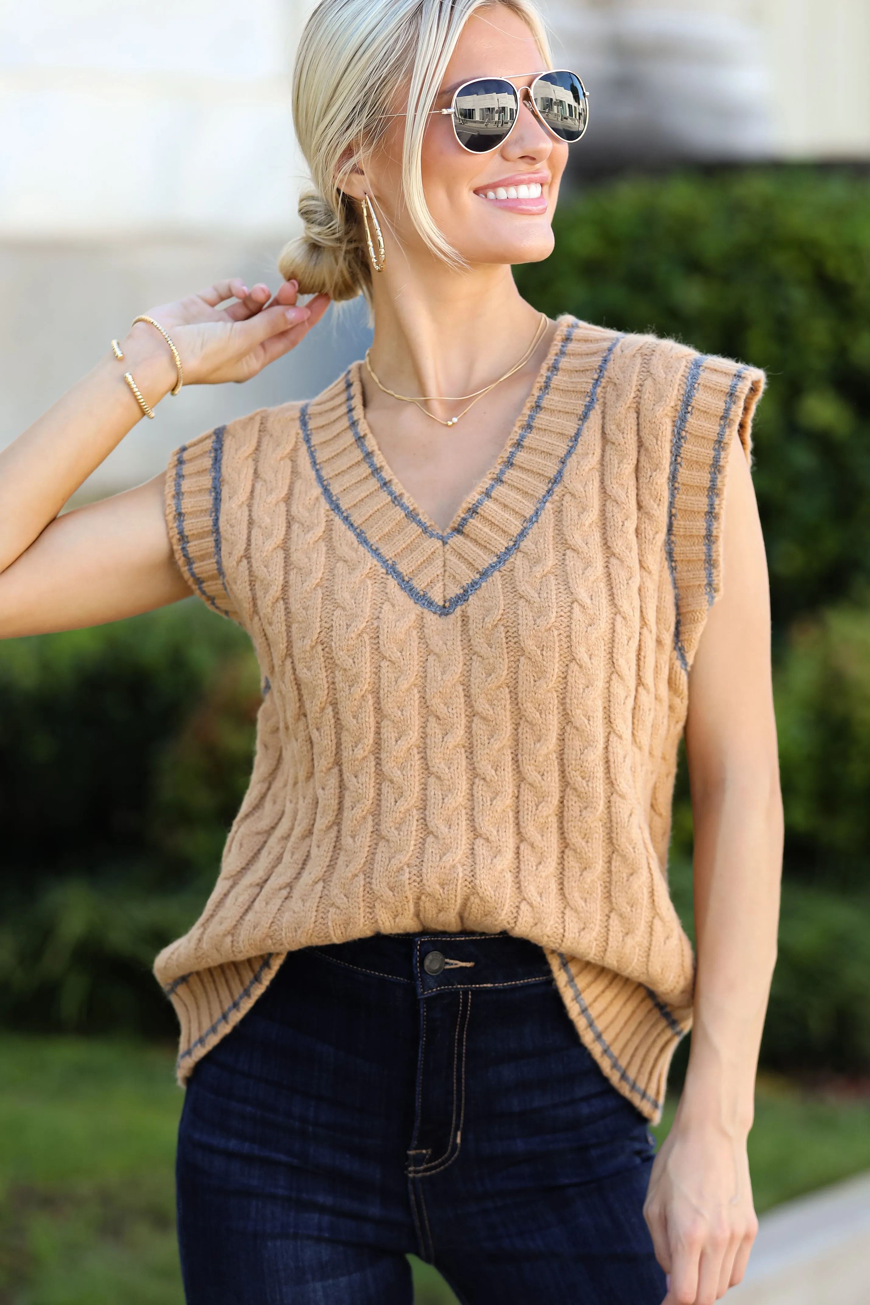 FINAL SALE - Posh Scholar Cable Knit Sweater Vest