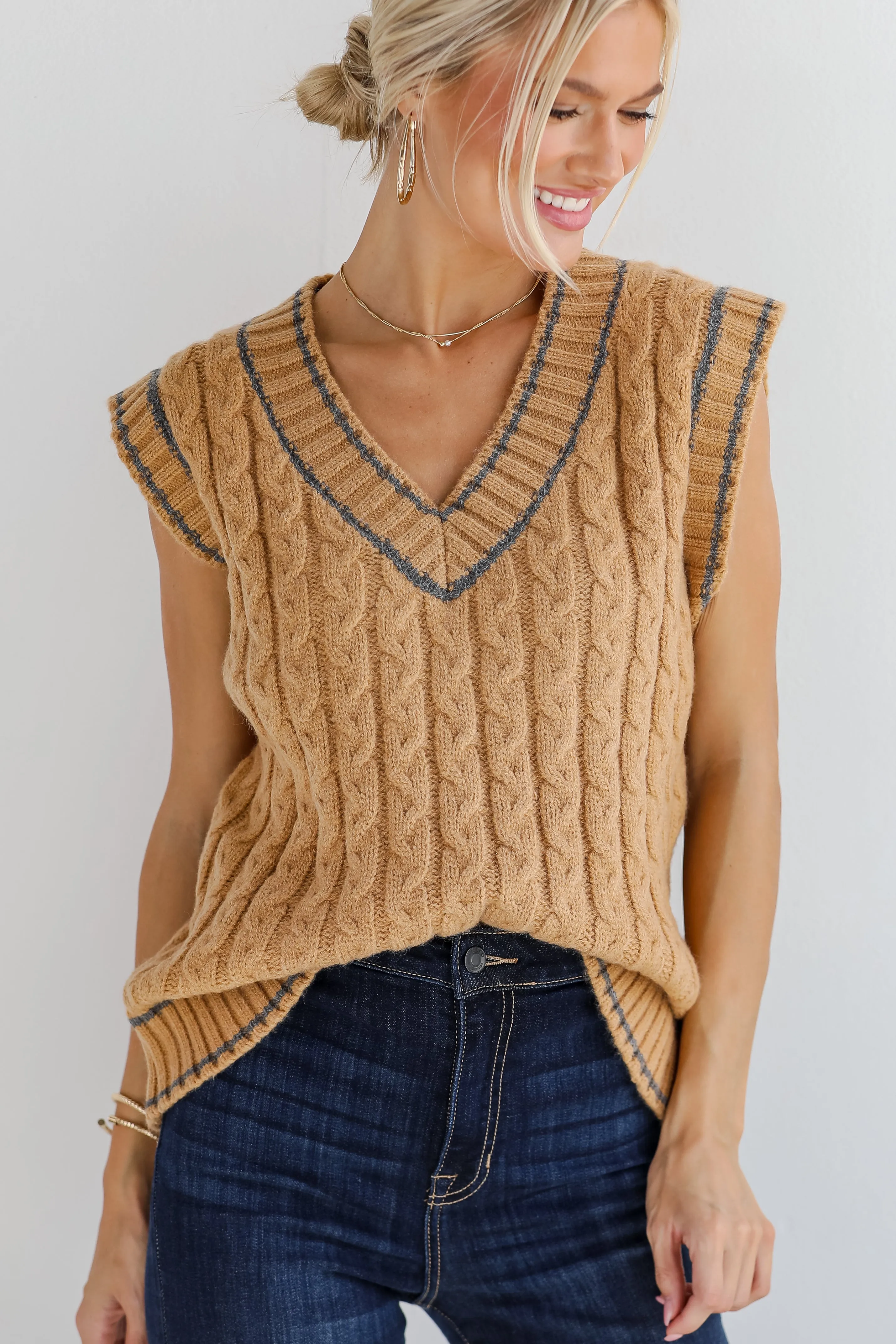 FINAL SALE - Posh Scholar Cable Knit Sweater Vest