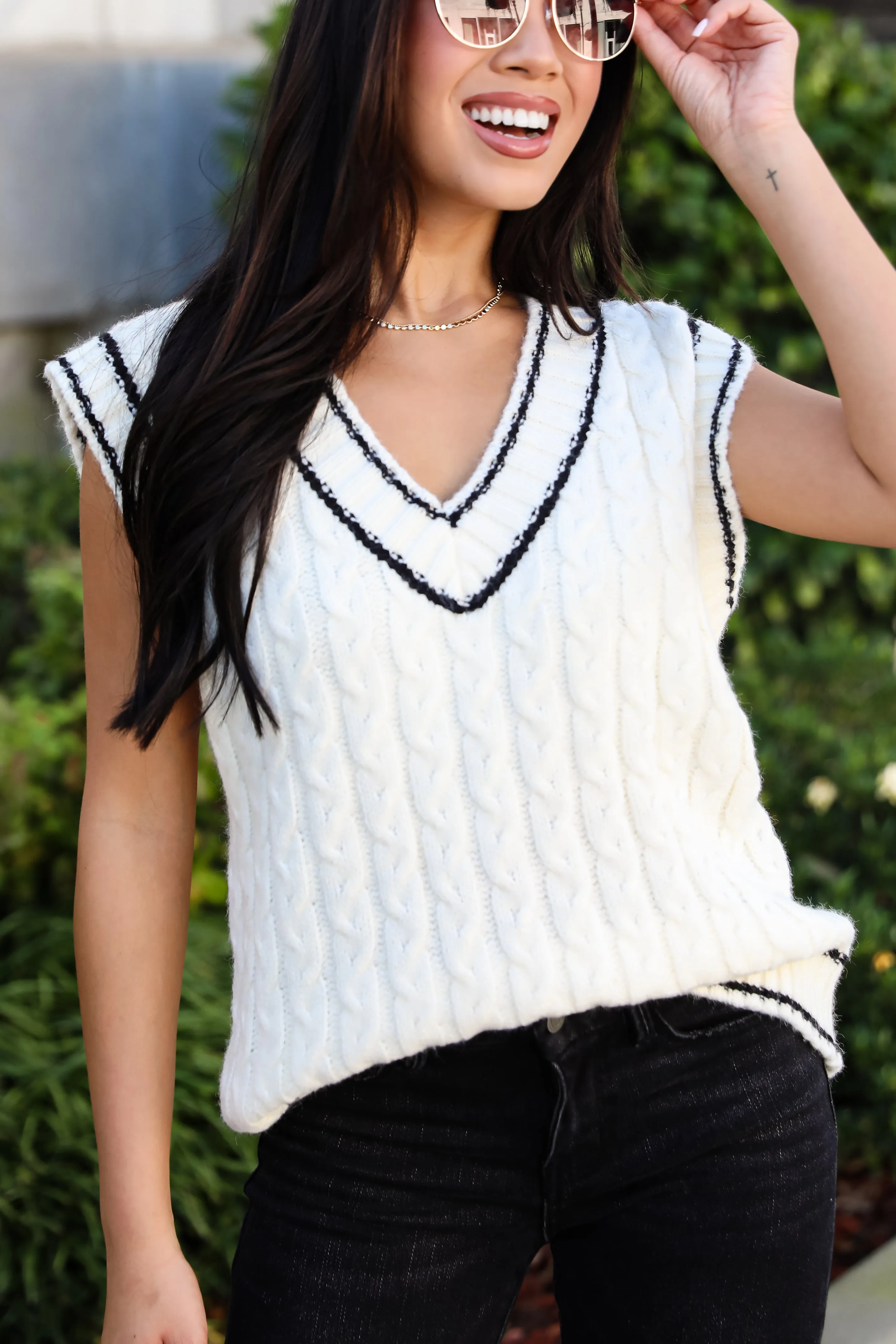 FINAL SALE - Posh Scholar Cable Knit Sweater Vest