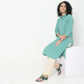 Flare Fit Structured Kurta