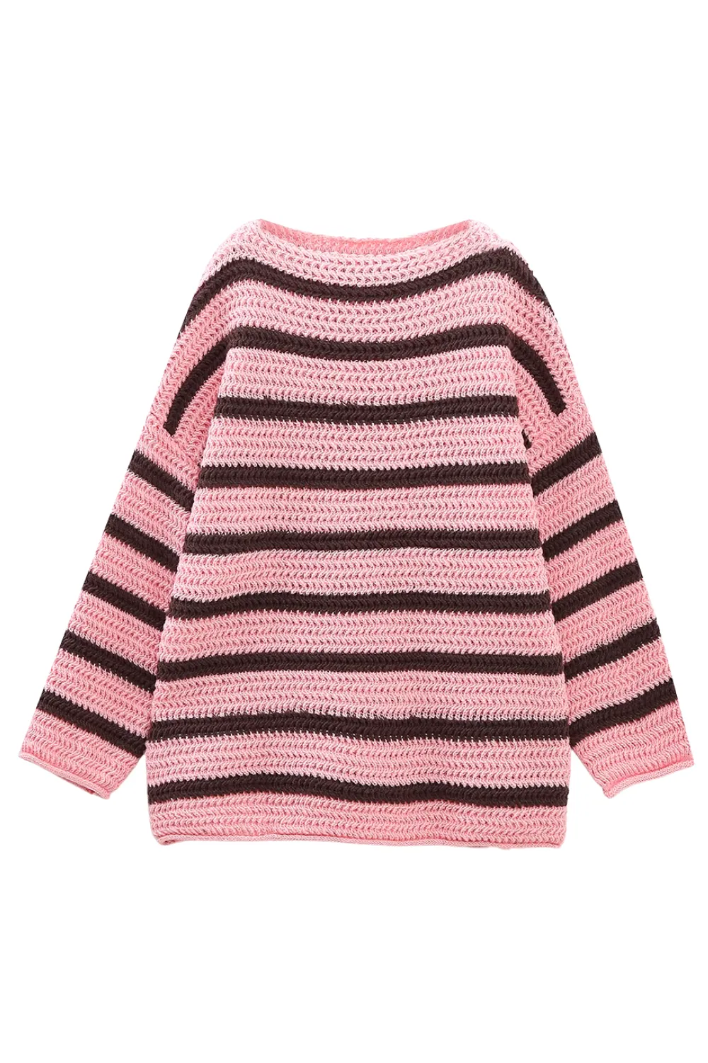 'Gemma' Striped Round-Neck Knitted Sweater (2 Colors)