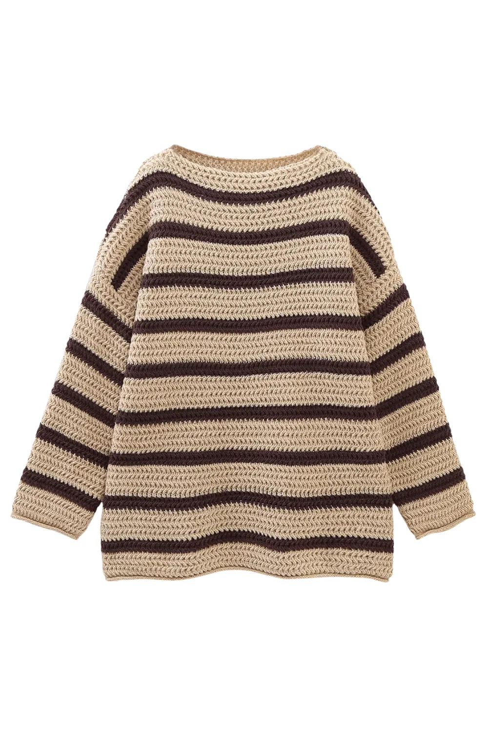 'Gemma' Striped Round-Neck Knitted Sweater (2 Colors)