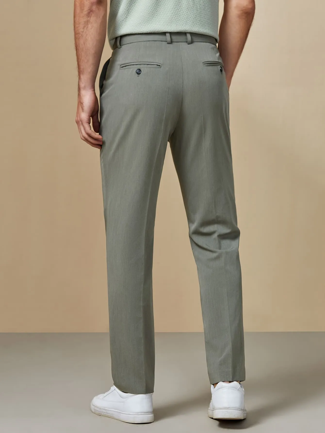 Grey Zip Fly Tailored Pants