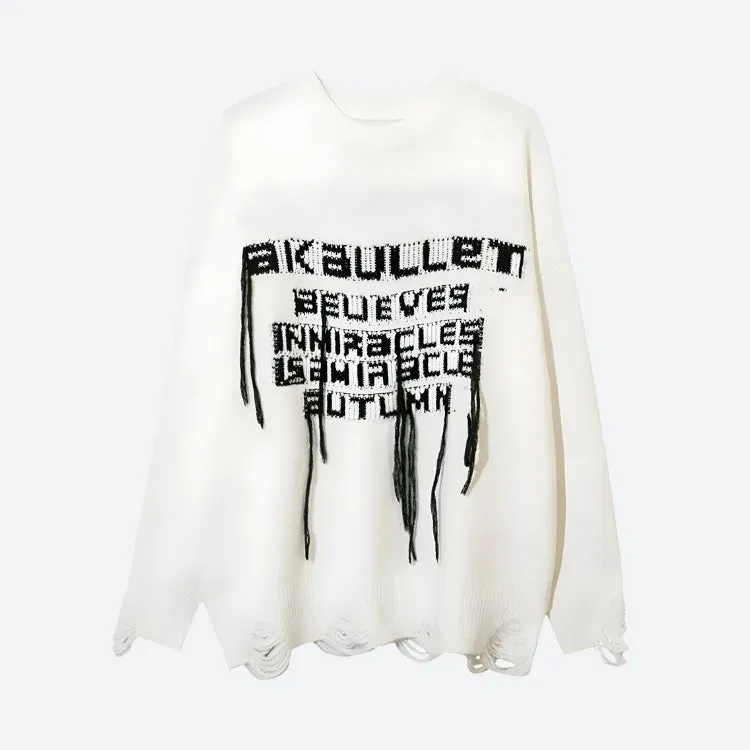 Grunge AK-Bullet Tasseled Sweater