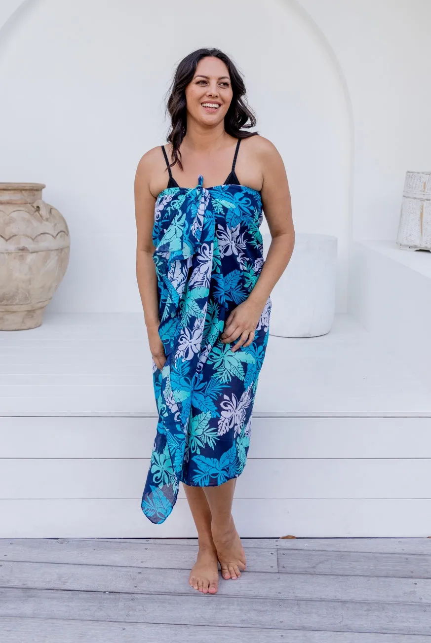 Hibiscus Printed Cotton Sarong Pareo