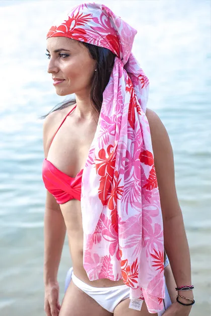 Hibiscus Printed Cotton Sarong Pareo