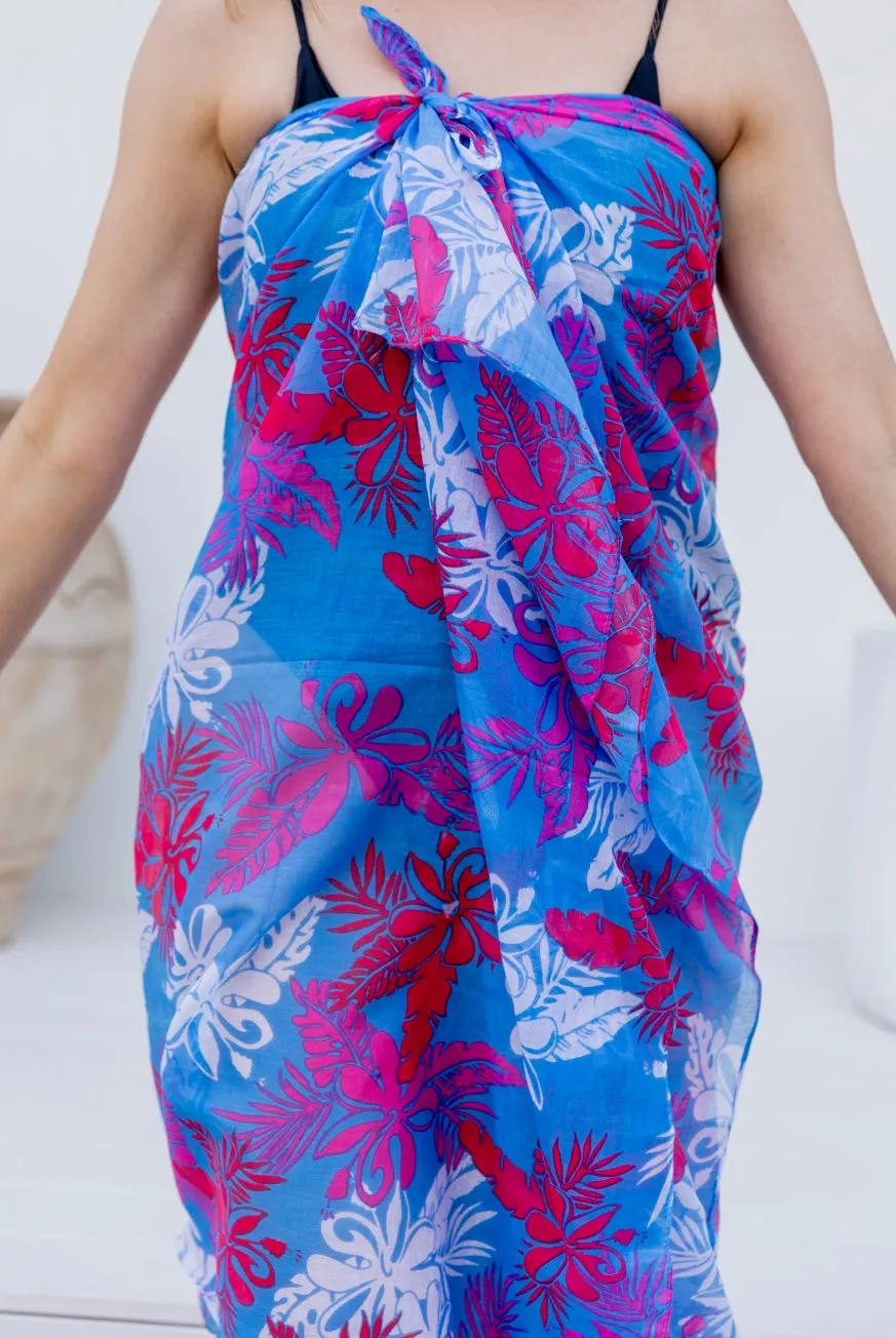 Hibiscus Printed Cotton Sarong Pareo