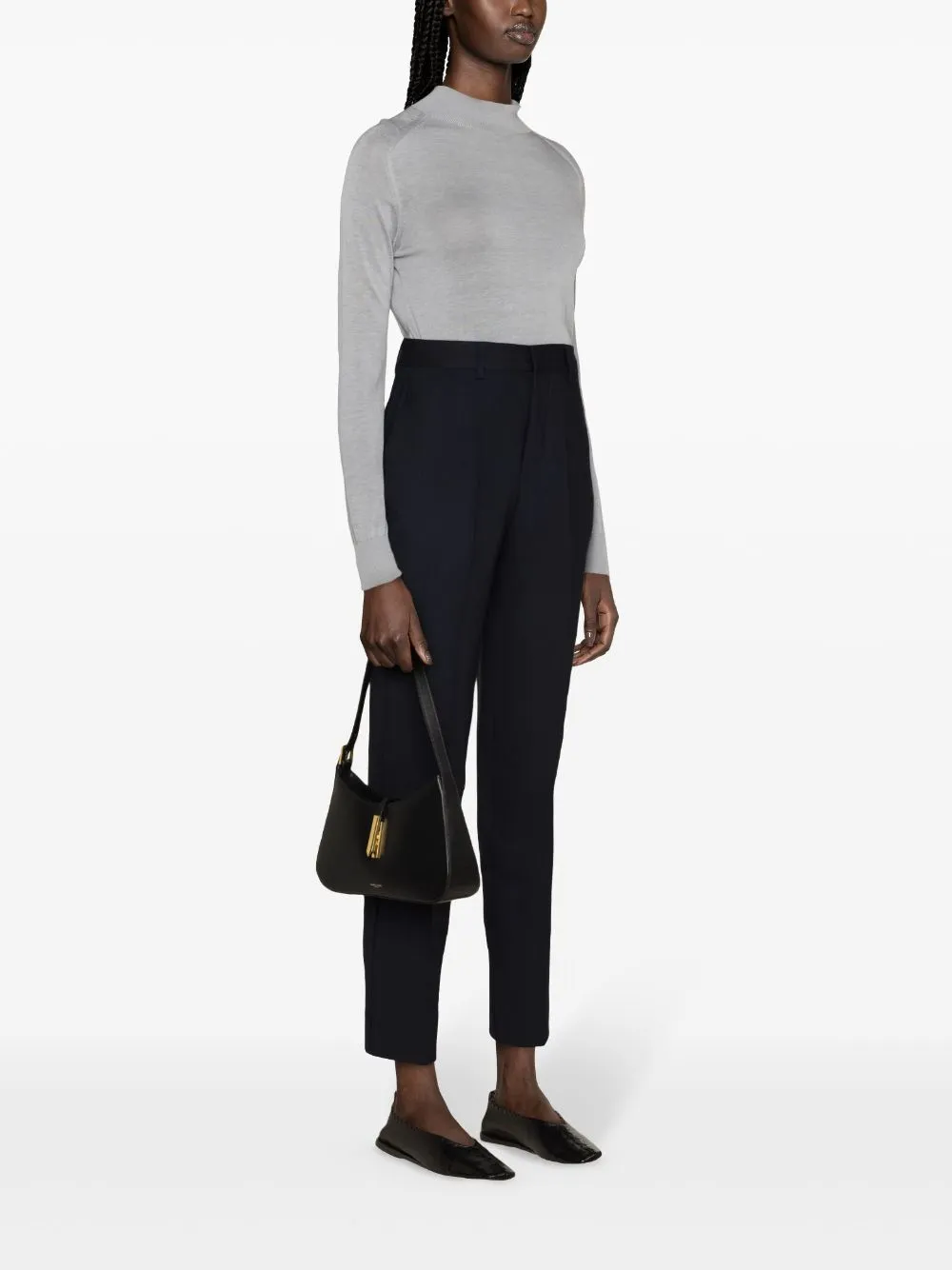 high-waisted tailored trousers