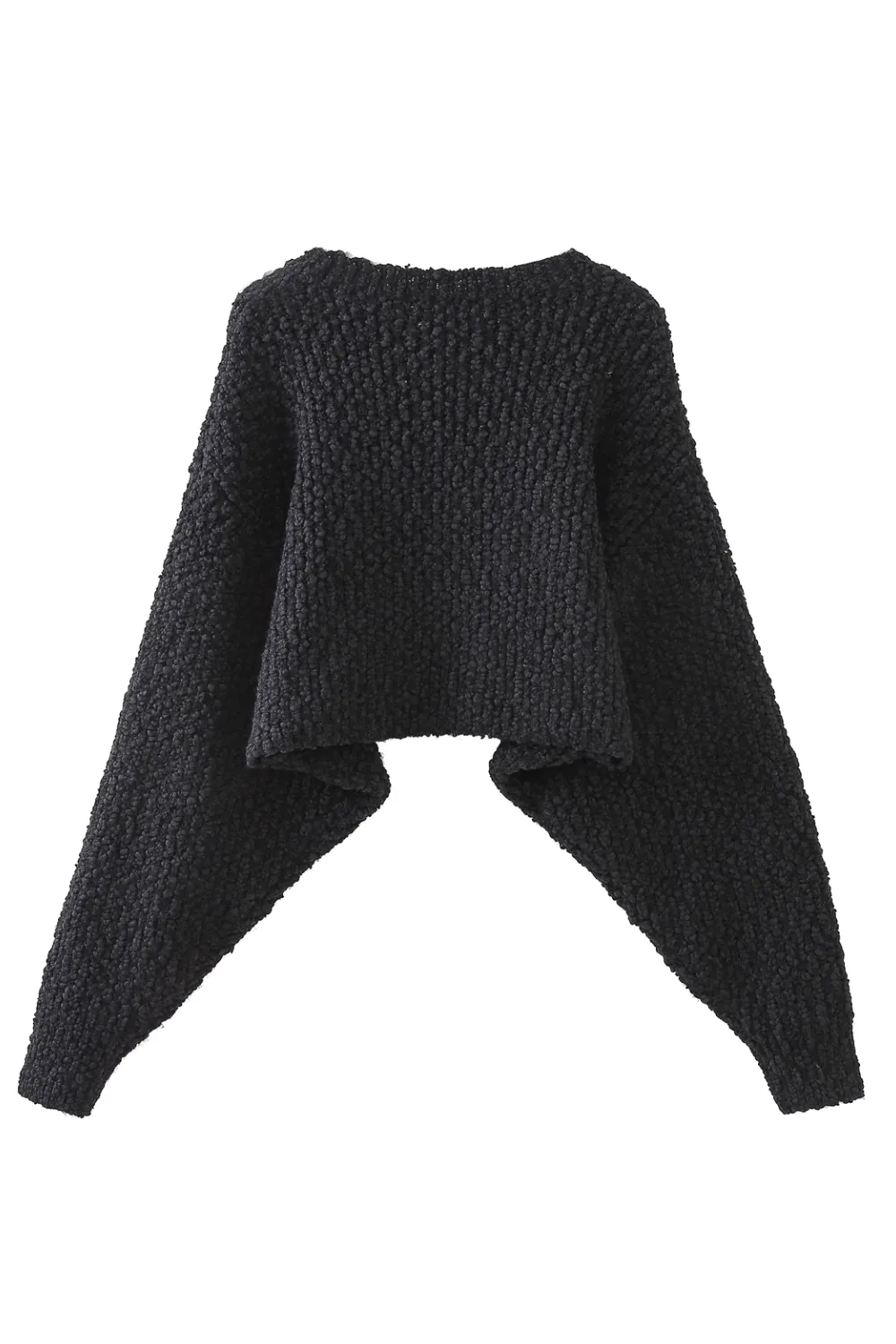 'Katherine' Boatneck Popcorn Texture Knitted Short Sweater