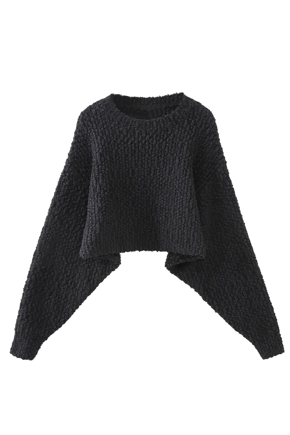 'Katherine' Boatneck Popcorn Texture Knitted Short Sweater