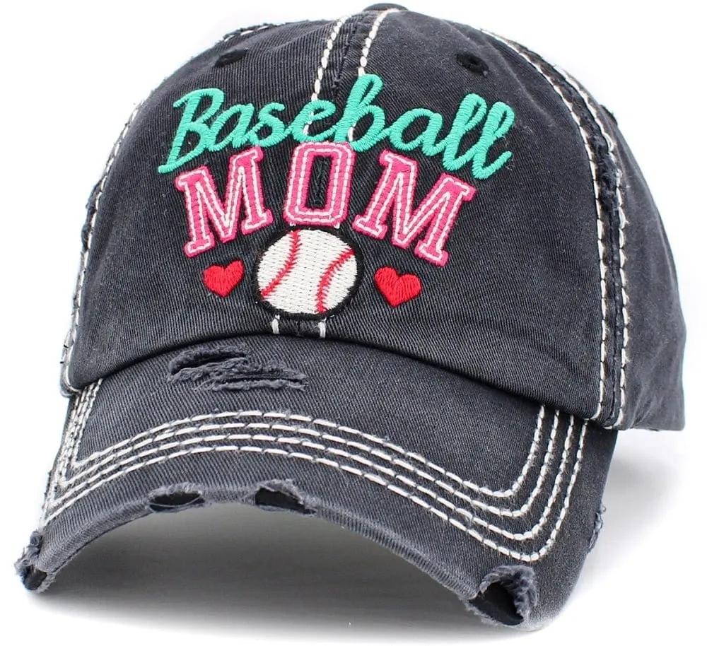 KBV1394 "Baseball Mom" Vintage Washed Baseball Cap