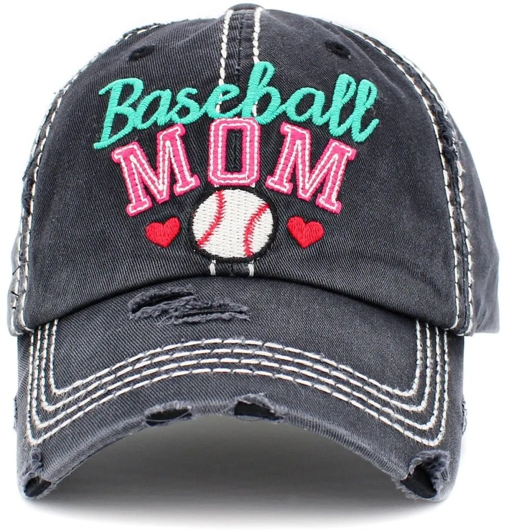 KBV1394 "Baseball Mom" Vintage Washed Baseball Cap