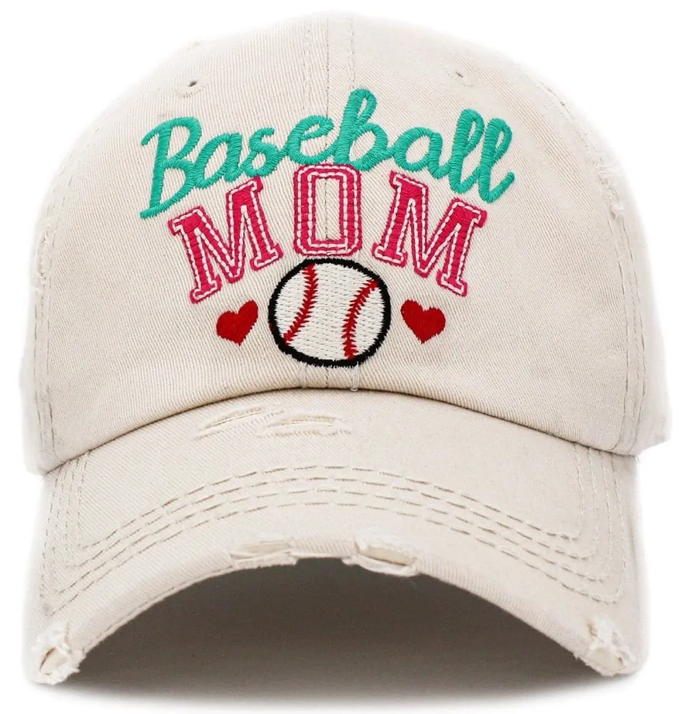 KBV1394 "Baseball Mom" Vintage Washed Baseball Cap