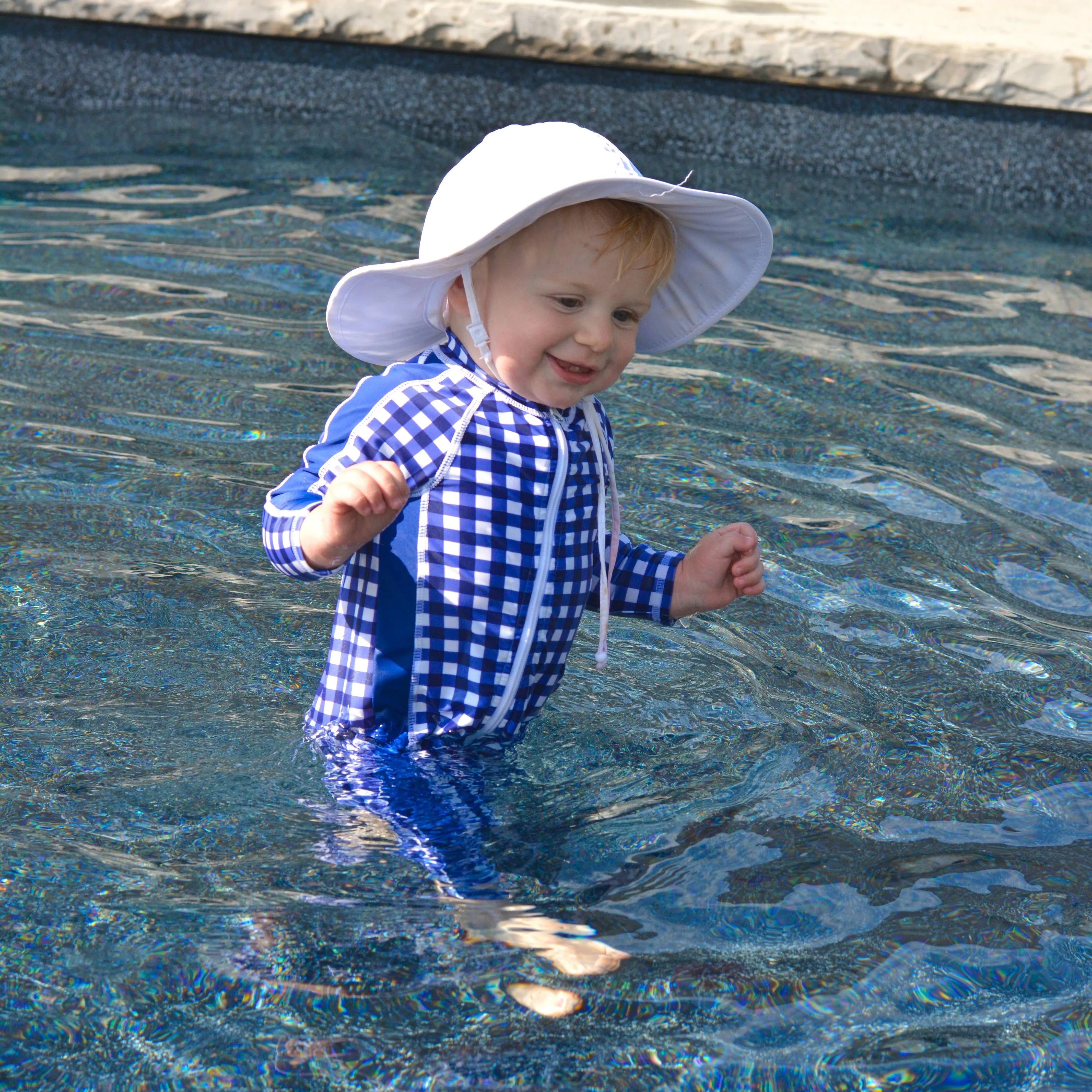 Kids Wide Brim Sun Hat "Fun Sun Day Play Hat" - White