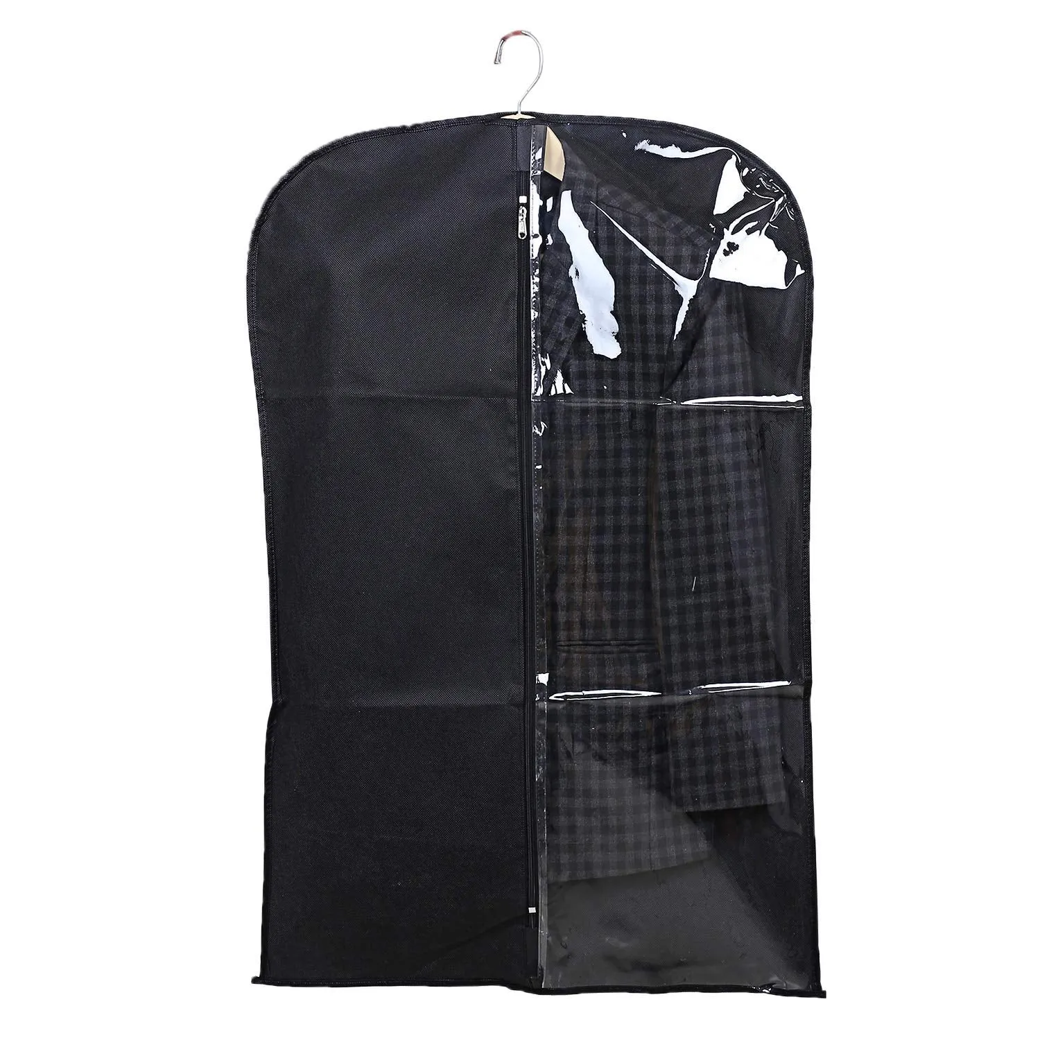 Kuber Industries 12 Pieces Half Transparent Non Woven Men's Coat Blazer Suit Cover (Black) -CTKTC41356