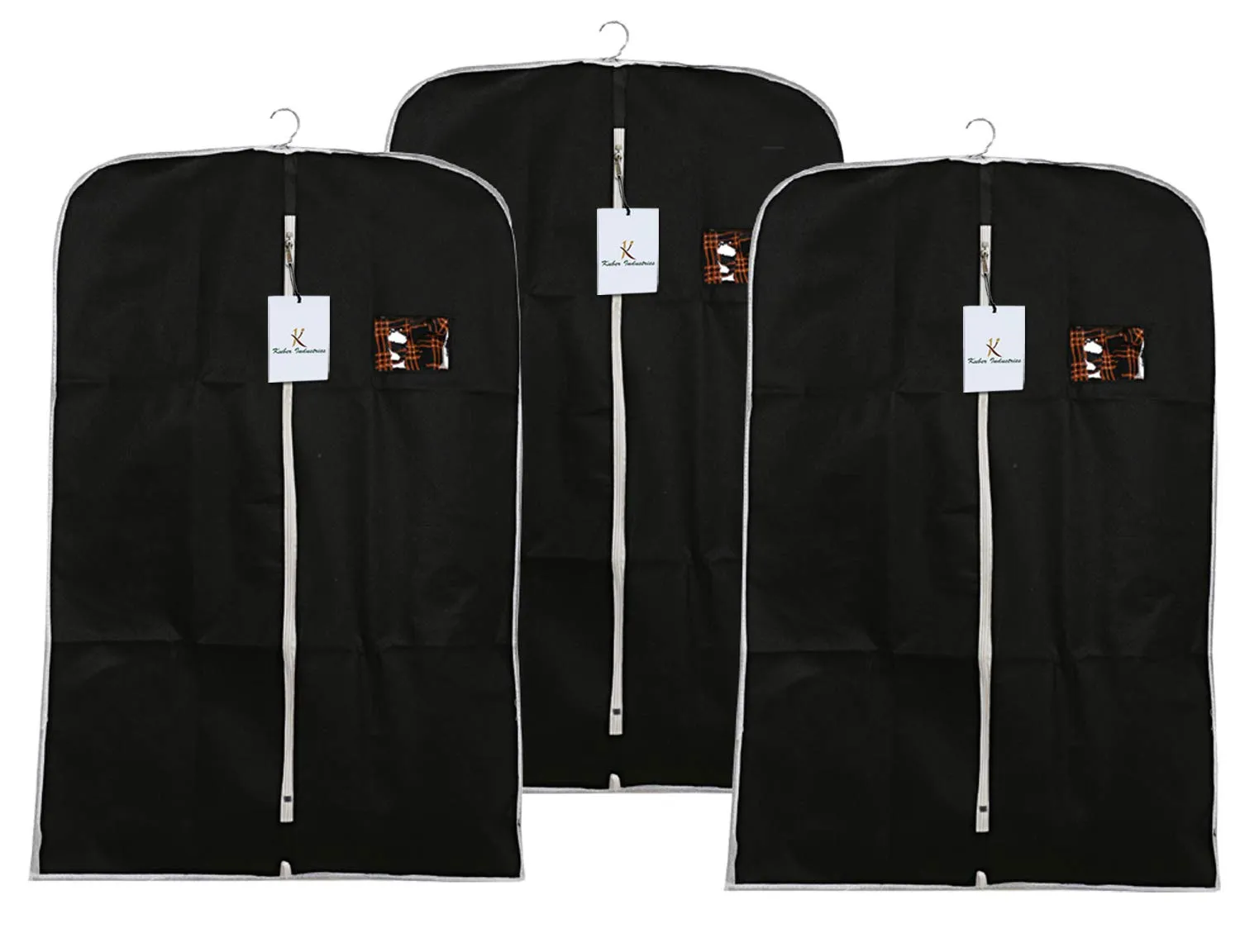 Kuber Industries 3 Piece Non Woven Coat Cover, Black (CTKTC2435)