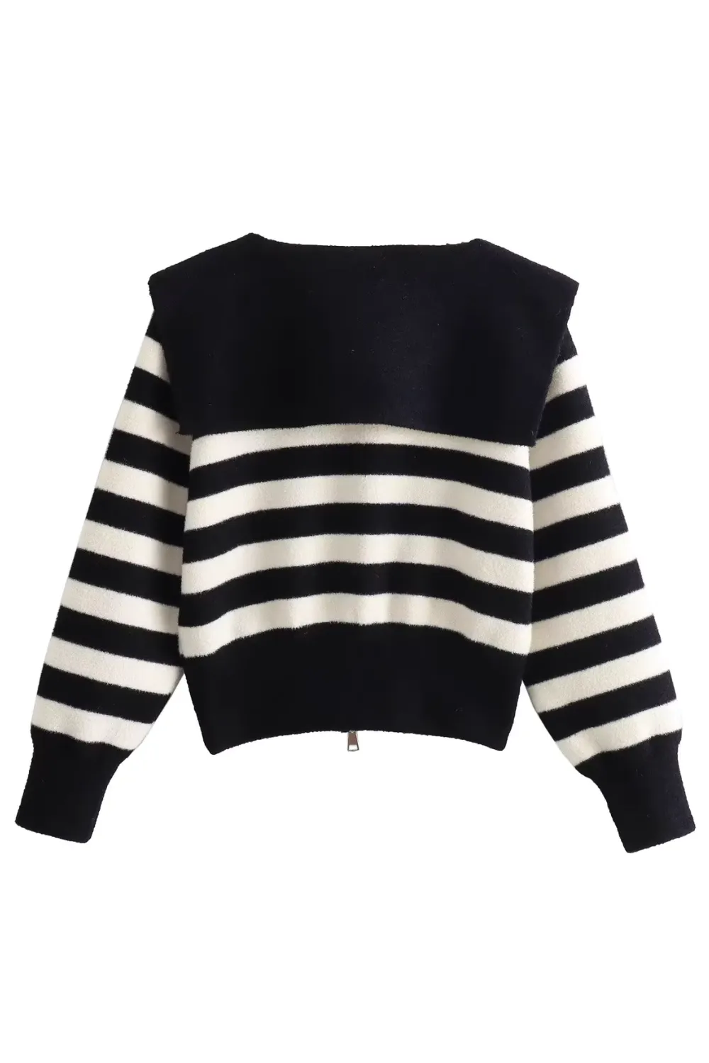 'Mia' Full-Zip Striped Knitted Sweater