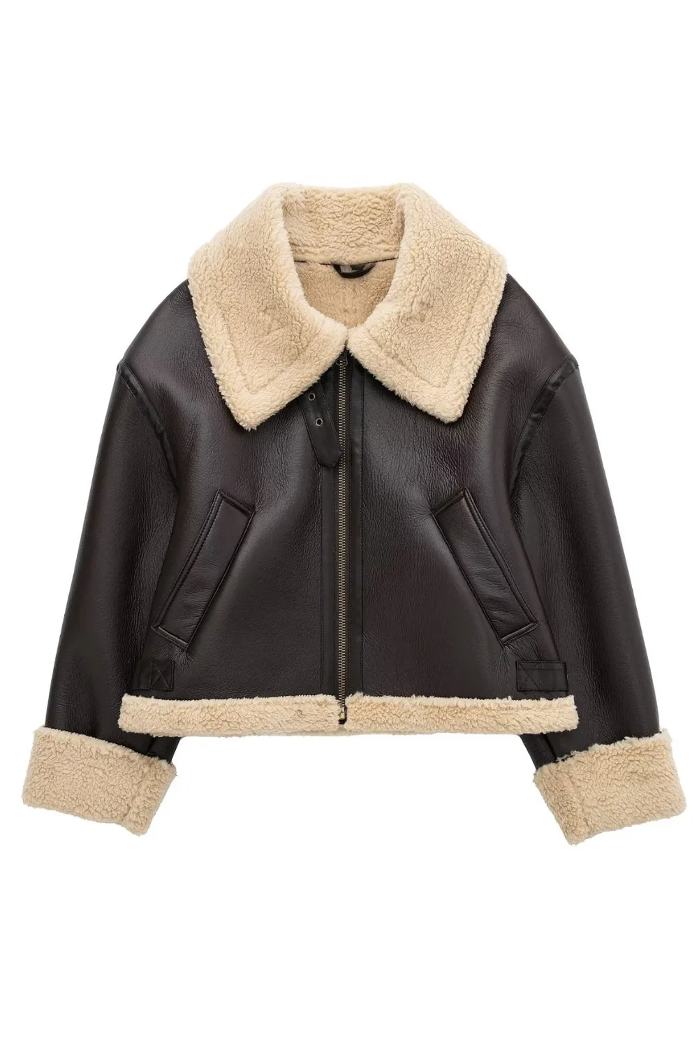 'Penny' Faux Leather Fleece Jacket (2 Colors)