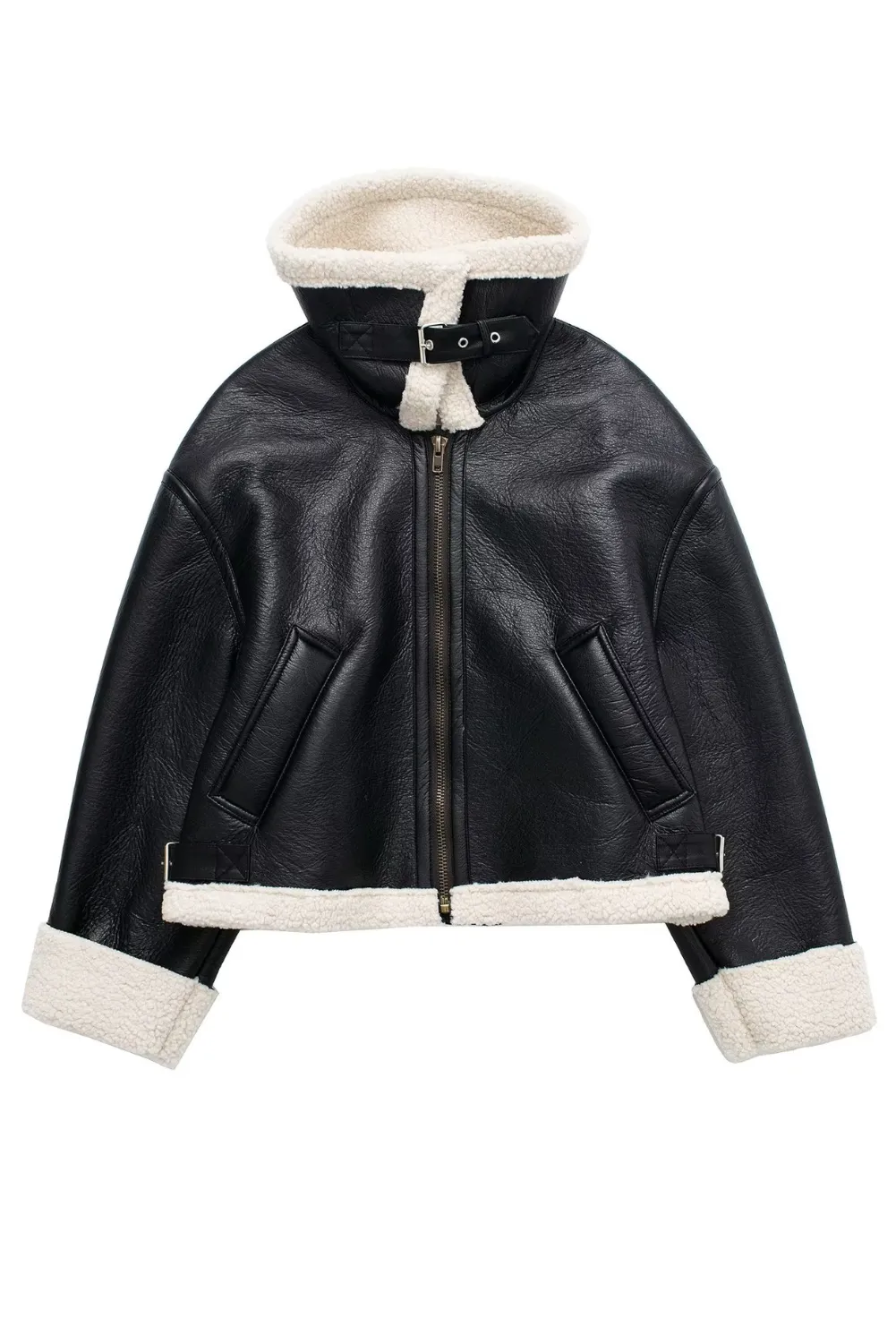 'Penny' Faux Leather Fleece Jacket (2 Colors)