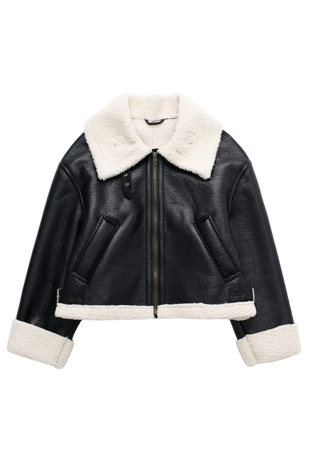 'Penny' Faux Leather Fleece Jacket (2 Colors)