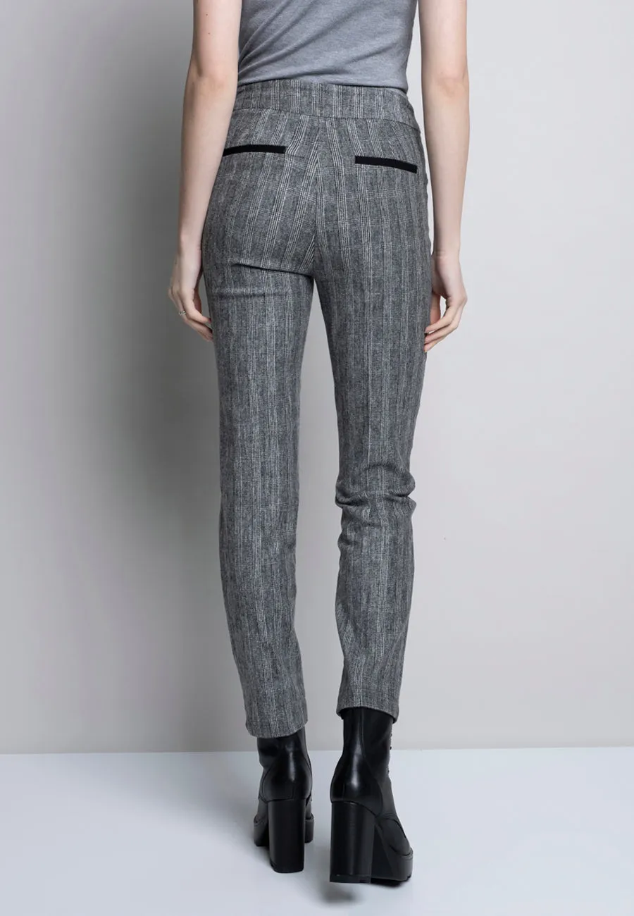 Piping Detailed Straight Leg Full-Length Pants