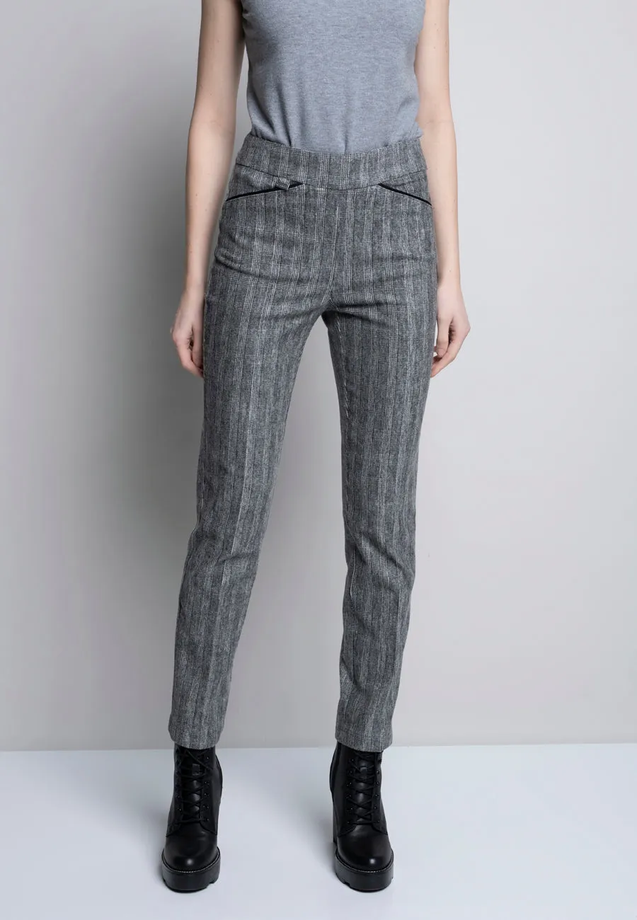 Piping Detailed Straight Leg Full-Length Pants